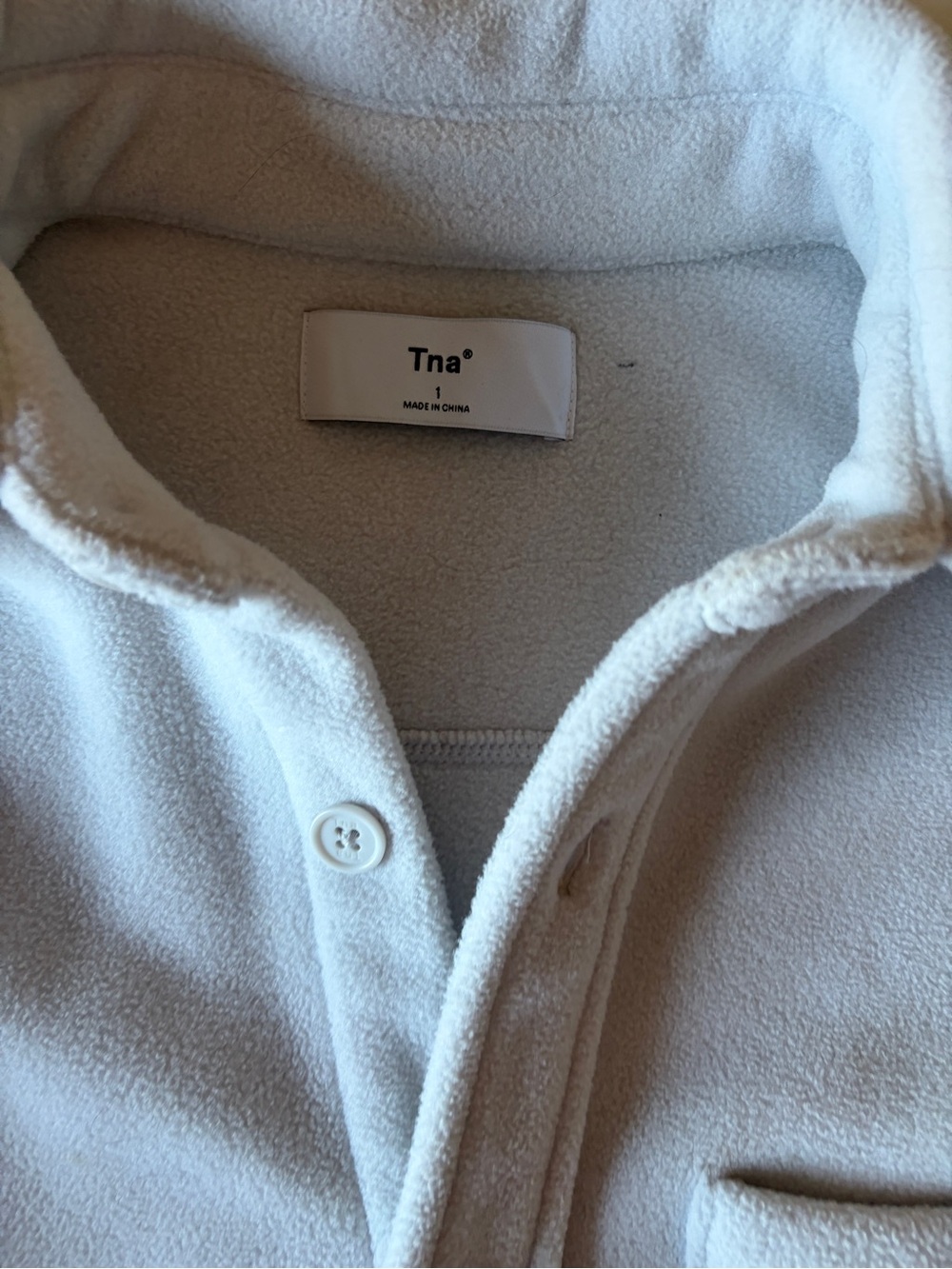 Tna white fleece shacket long sleeve shirt jacket women’s size 1/Small button up - Picture 3 of 8